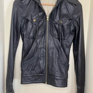 Mike and Chris leather jacket with hood